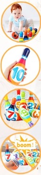 НАБОР ДЛЯ БОУЛИНГА 10 ШТ. ПЕНА + НАБОР 2 ШАРИКА С ЦИФРАМИ