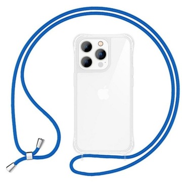 Plecki iphone 14 przezroczyste + niebieski sznurek