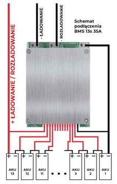 Модуль BMS 13s 48V 35A Li-ion 18650 Балансирующее зарядное устройство Управление энергопотреблением