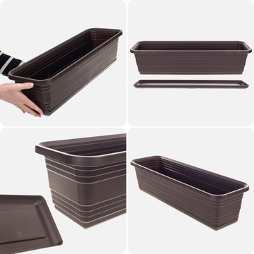 БАЛКОННЫЙ ЦВЕТОЧНЫЙ ГОРШОК ЦВЕТОЧНЫЙ ГОРШОК 60см + ПОДСТАВКА MOKKA