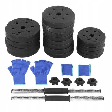 Hantle bitumiczne regulowane 30KG SZTANGA ZESTAW HANTLI GRYFY 2x 15 kg