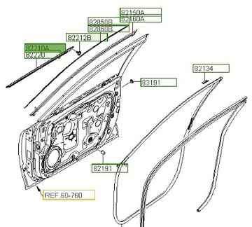 NOVÁ ORIGINÁLNÍ LIŠTA PARAPETOVÁ LEVÝ 822103L000 82210-3L000 HYUNDAI