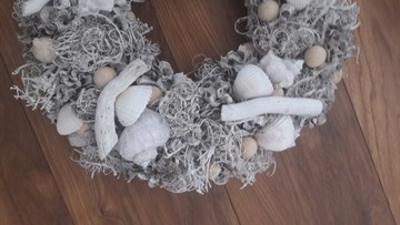 Венок-украшение 36 см, ракушки беленые, новый