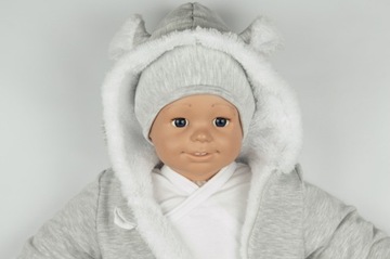 КОМБИНЕЗОН УТЕПЛЕННЫЙ ФИОЛЕТОВЫЙ С ШАПКОЙ 56 с мехом