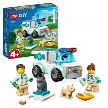 LEGO CITY Ветеринарная скорая помощь Скорая помощь собака кошка 58 кубиков 4+
