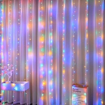 RGB 300 Светодиодная световая завеса Гирлянда Лампы 3х3 м USB-провода + пульт ДУ