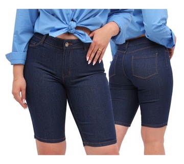 KRÓTKIE SPODENKI jeansowe damskie BERMUDY przed kolano dżinsowe 46 3XL FIRI