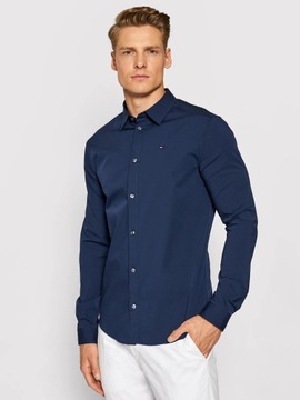 granatowa koszula meska elegancka koszula meska tommy hilfiger slim fit