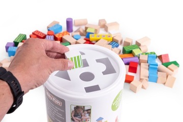 ДЕРЕВЯННЫЕ БЛОКИ 100 ШТ. ЦВЕТНЫЕ СОРТИРОВКИ ВЕДРО ECOTOYS