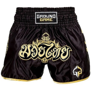 Spodenki treningowe Muay Thai Ground Game Gold CZARNE r. XXL