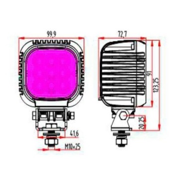 Галогенная рабочая лампа квадратная LED 63W 3500lm 12-48