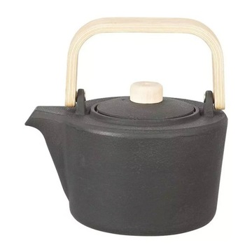 Чугунный заварник для чая с фильтром, 1,3 л, ЧУГУННЫЙ ЧАЙНИК, ДЕРЕВЯННАЯ РУЧКА