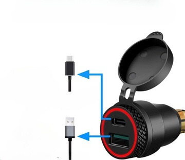ЗАРЯДНОЕ УСТРОЙСТВО ДЛЯ МОТОЦИКЛА USB ИСТОЧНИК ПИТАНИЯ QC3.0 ТИП C