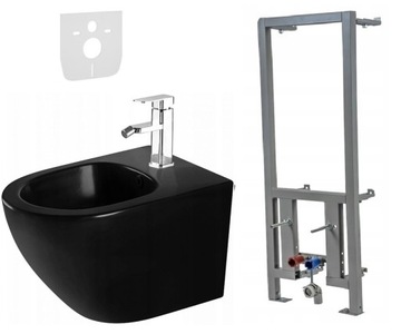 ZESTAW STELAŻ PODTYNKOWY BIDET WISZĄCY CZARNY MAT