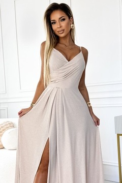 Sukienka damska elegancka Długa suknia z dekoltem i wiązaniem na plecach