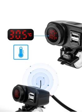 USB-ЗАРЯДНОЕ УСТРОЙСТВО С МОТОЦИКЛЬНЫМ ВОЛЬТМЕТРОМ И ТЕРМОМЕТРОМ