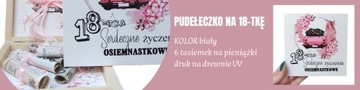 PREZENT na 18-TKĘ * pudełeczko na gotówkę BIAŁE UV