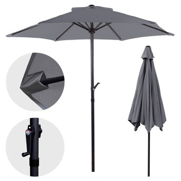 PARASOL OGRODOWY 300 CM WODOODPORNY MOCNY SOLIDNY SKŁADANY Z KORBKĄ