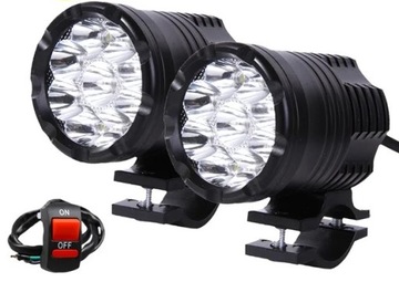 2 x HALOGEN REFLEKTOR 9 LED ŚWIATŁA + WŁĄCZNIK