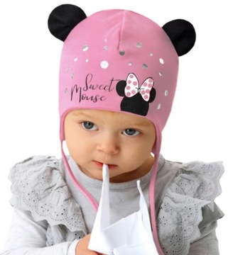 czapka WIOSNA JESIEŃ wiązana 44 46 BAWEŁNA MOUSE