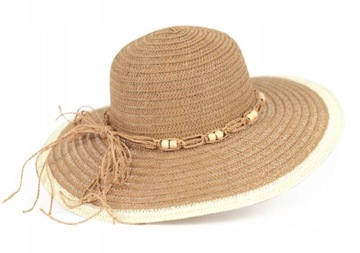 Женская пляжная соломенная шляпа с большими полями, летняя легкая, воздушные бусы