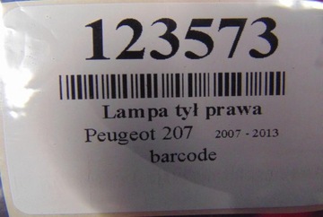 PEUGEOT 207 CC SVĚTLO PRAVÁ ZADNÍ