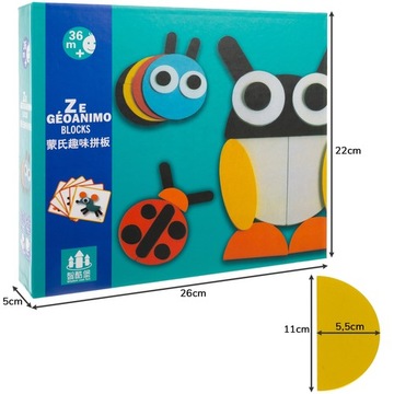 МОНТЕССОРИ Головоломка Логика Мозаика ДЕРЕВЯННОЕ ЖИВОТНОЕ