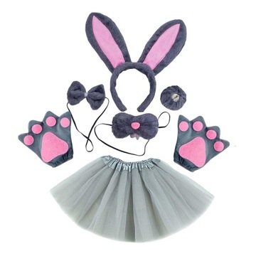 Современный костюм кролика для косплея для тематических вечеринок, Новый год, серый, 6 шт.