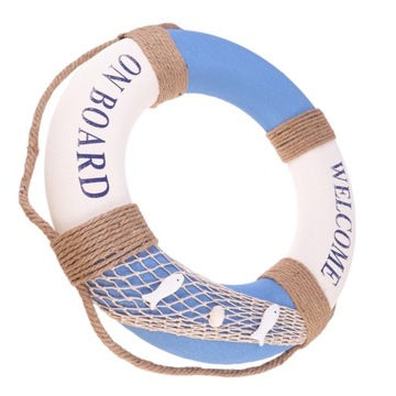 DEKORACJA DRZWIOWA ŚRÓDZIEMNOMORSKA Z NIEBIESKĄ RYBKĄ - 50CM