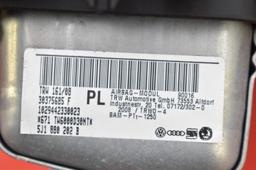 AIRBAG ULOŽENÍ VZDUCHOVÁ SPOLUJEZDCE EU 5J1880202B SKODA FABIA 2 II 07-10