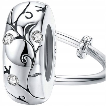 CHARMS STOPER srebro 925 srebrny koralik listki zawieszka charms liście