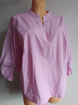 XL 46 Mohito koszula bluzka damska bawełniana rękawy origami cukierkowy róż