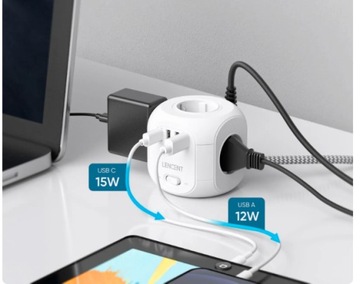 РАЗДЕЛИТЕЛЬ РАЗДЕЛИТЕЛЬ 230 В ЗАРЯДНОЕ УСТРОЙСТВО USB C 35 Вт АДАПТЕР-УДЛИНИТЕЛЬ