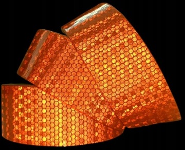 СВЕТООТРАЖАЮЩАЯ ЛЕНТА САМОКЛЕЙКАЯ ФОЛЬГА ОРАНЖЕВАЯ ПРИЗМАТИЧЕСКАЯ НАКЛЕЙКА 5 СМ