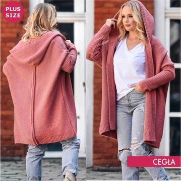 Długi Ciepły KARDIGAN Sweter Z WEŁNĄ PLUS SIZE (42-52) 5XL 6XL KOLORY