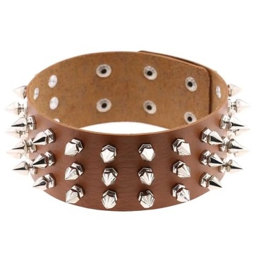 Hot Punk Rock Vintage Spike Rivets Wide Black Rose PU Leather Torques