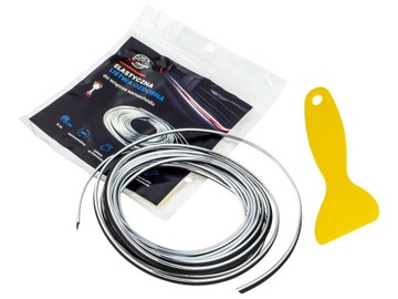 LIŠTA ZDOBENÁ DO VOZIDLA PÁSEK DEKORATIVNÍ STŘÍBRNÁ CHRÓM TUNING NÁSTRČNÁ