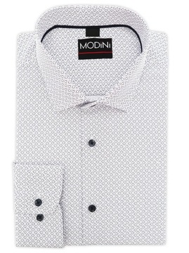 Biała koszula męska Modini w geometryczny wzór Y69 176-182 / 47-Regular