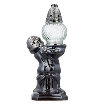 Керамическая свеча, блестящая статуэтка антрацит, 40 см.