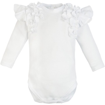 BODY DŁUGI RĘKAW eleganckie Z FALBANKAMI białe 92