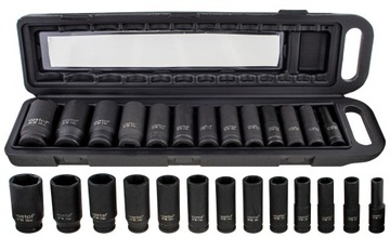 NASADKI UDAROWE ZESTAW NASADEK UDAROWYCH 10-32MM 1/2 6-KĄT DŁUGIE CRMO 13EL