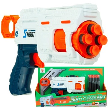 PISTOLET WYRZUTNIA STRZAŁEK NA PIANKOWE STRZAŁKI + 8 NABOI NABOJE NERF