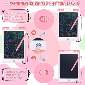 ДЕТСКАЯ ДОСКА ДЛЯ РИСОВАНИЯ ГРАФИЧЕСКИЙ ПЛАНШЕТ С РОЗОВОЙ РУЧКОЙ