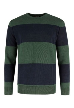 OUTLET Zielony sweter w paski VOLCANO S-CLAUD XXL