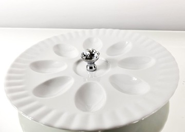 Patera na jajka BIAŁA glamour z kryształem diamant