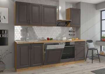 Meble kuchenne Stilo grafit/artisan 250cm z blatem