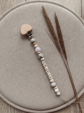 Подвеска-пустышка CLASIC WOODEN, силикон, имя