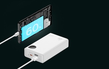 BASEUS POWERBANK 20000MAH 2X USB-A USB-C PD 30W QC Z WYŚWIETLACZEM LED