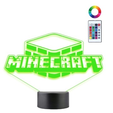 Lampka Nocna 3D LED MINECRAFT GRA Imię Prezent
