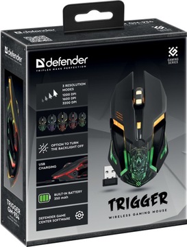 Myszka Gamingowa Mysz Dla Graczy Bezprzewodowa LED RGB Defender Trigger